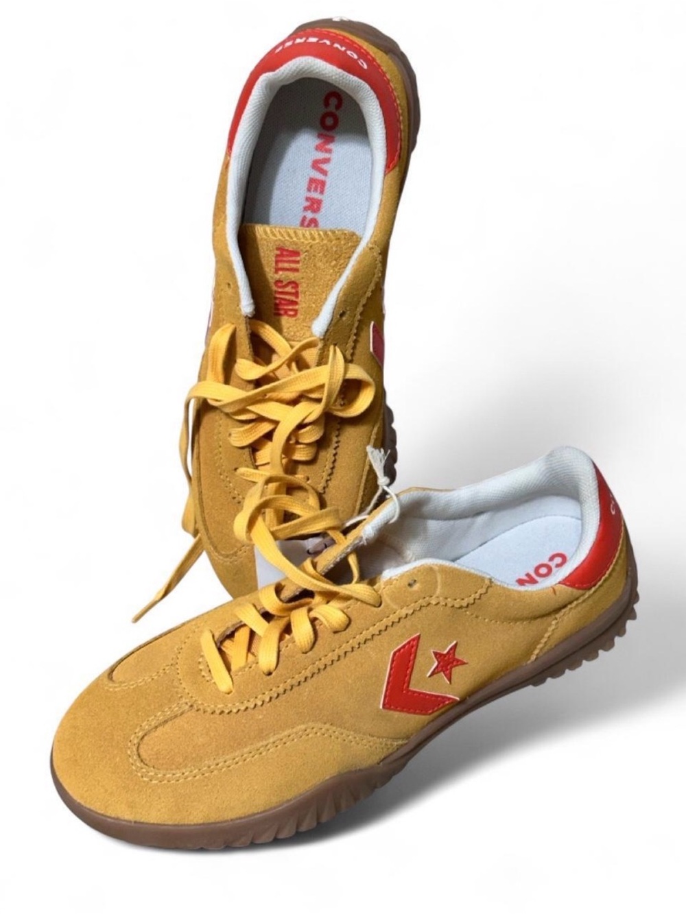 Converse Run Star Trainer Mustard Yellow Suede Retro Sneakers Mens 6.5 Womens 8